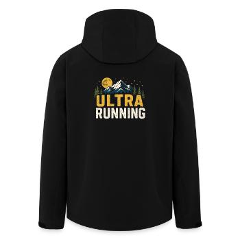 Ultra Running Moonlit Mountains Typography - Men’s Recycled Softshell Jacket by Stanley/Stella - black - Back - AI Model Male 185 light (185cm)