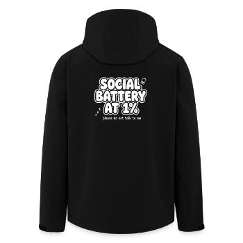Social Battery at One Percent - Men’s Recycled Softshell Jacket by Stanley/Stella - black - Back - AI Model Male 185 light (185cm)