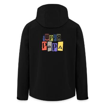 SUPER PAPA lettrage anonyme espion corbeau - Veste softshell homme en polyester recyclé Stanley/Stella - noir - Dos - AI Model Male 185 light (185cm)
