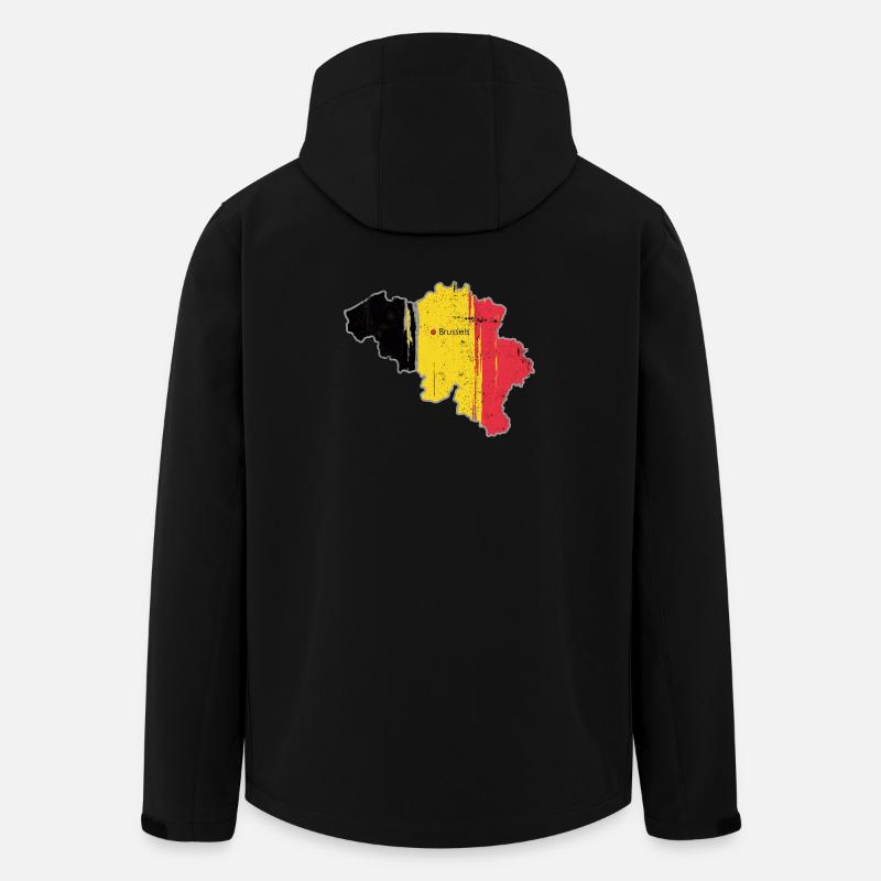 Carte de Bruxelles avec drapeau belge - Veste softshell homme en polyester recyclé Stanley/Stella - noir