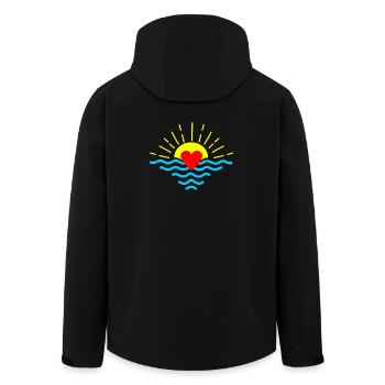 Sonnenuntergang mit Herz - Recycelte Männer Softshell-Jacke von Stanley/Stella - Schwarz - Hinten - AI Model Male 185 light (185cm)