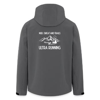 Ultra Running - Mud, Sweat and Trails - Men’s Recycled Softshell Jacket by Stanley/Stella - anthracite - Back - AI Model Male 185 light (185cm)