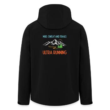 Ultra Running - Mud, Sweat and Trails - Men’s Recycled Softshell Jacket by Stanley/Stella - black - Back - AI Model Male 185 light (185cm)