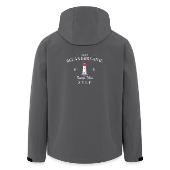 Sylt, Lighthouse List West, Germany - Men’s Recycled Softshell Jacket by Stanley/Stella - anthracite - Back - AI Model Male 185 light (185cm)