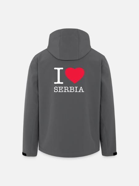 J’AIME LA SERBIE Serbien - Veste softshell homme en polyester recyclé Stanley/Stella - noir