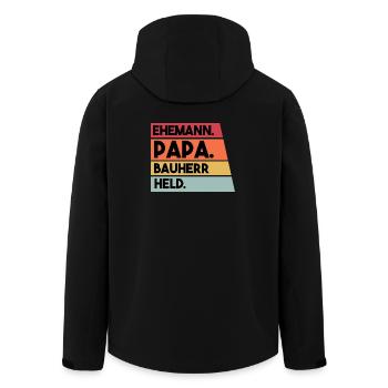 Ehemann Papa Bauherr Held - Recycelte Männer Softshell-Jacke von Stanley/Stella - Schwarz - Hinten - AI Model Male 185 light (185cm)