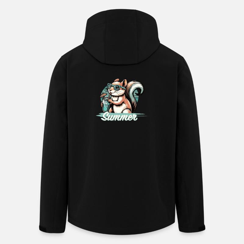 Cute cartoon squirrel enjoying summer - Men’s Recycled Softshell Jacket by Stanley/Stella - black