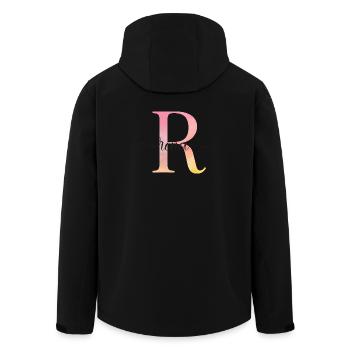 R | Monogram | Name | Rena |Watercolor - Men’s Recycled Softshell Jacket by Stanley/Stella - black - Back - AI Model Male 185 light (185cm)