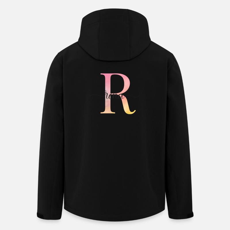 L | Monogramme | Nom | Rena |Aquarelle - Veste softshell homme en polyester recyclé Stanley/Stella - noir