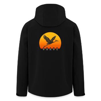 Grace – Der Kranich im Sonnenuntergang - Recycelte Männer Softshell-Jacke von Stanley/Stella - Schwarz - Hinten - AI Model Male 185 light (185cm)