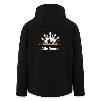 Alle Neune Bowling Spaß - Recycelte Männer Softshell-Jacke von Stanley/Stella - Schwarz - Hinten - AI Model Male 185 light (185cm)