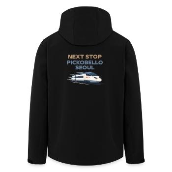 Prochain arrêt : Séoul – Ambiances du train coréen - Veste softshell homme en polyester recyclé Stanley/Stella - noir - Dos - AI Model Male 185 light (185cm)