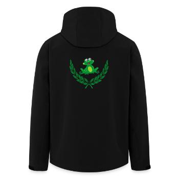 Frosch im grünen Lorbeerkranz – Herzlichen Glückwunsch - Recycelte Männer Softshell-Jacke von Stanley/Stella - Schwarz - Hinten - AI Model Male 185 light (185cm)