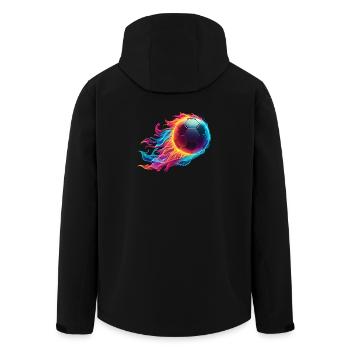 Feuriger Fußball - Soccer Ball Fire - Recycelte Männer Softshell-Jacke von Stanley/Stella - Schwarz - Hinten - AI Model Male 185 light (185cm)