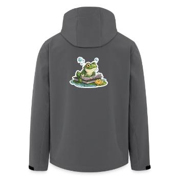 Frog Reading Pond Librarian Humor Reading - Men’s Recycled Softshell Jacket by Stanley/Stella - anthracite - Back - AI Model Male 185 light (185cm)