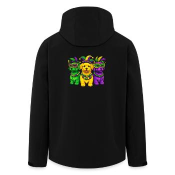 Carnival Canines: Mardi Gras Beaded Trio - Men’s Recycled Softshell Jacket by Stanley/Stella - black - Back - AI Model Male 185 light (185cm)