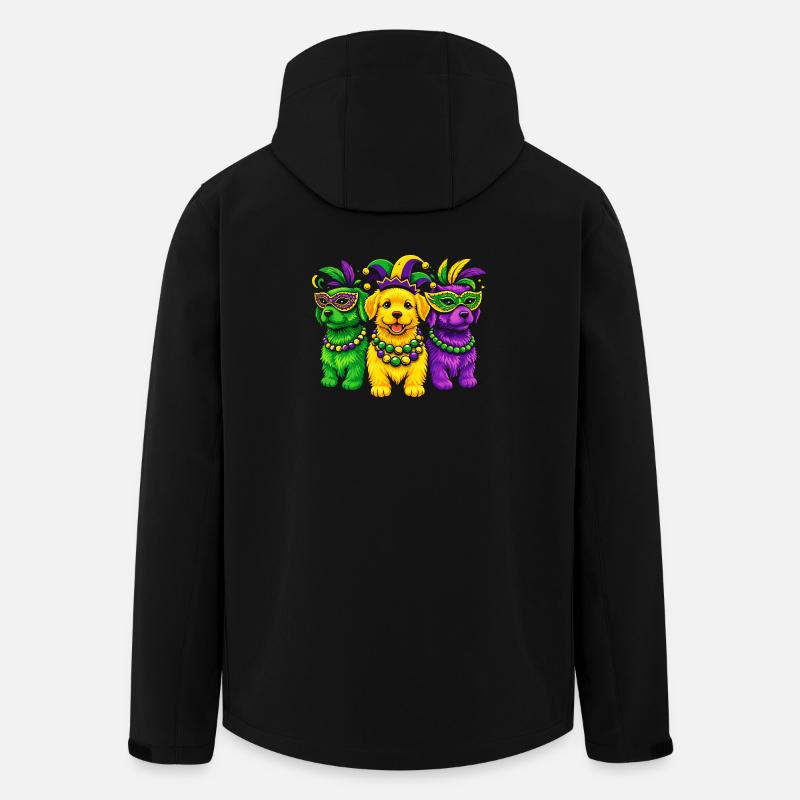 Carnival Canines: Mardi Gras Beaded Trio - Recycelte Männer Softshell-Jacke von Stanley/Stella - Schwarz