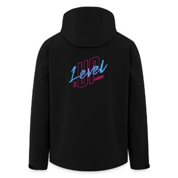 Neon Retro Gaming Logo 80s Vibe - Men’s Recycled Softshell Jacket by Stanley/Stella - black - Back - AI Model Male 185 light (185cm)