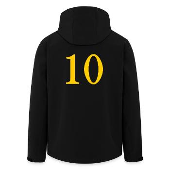 10. 10 YEARS. 10th ANNIVERSARY. 10 YEAR ANNIVERSARY. - Men’s Recycled Softshell Jacket by Stanley/Stella - black - Back - AI Model Male 185 light (185cm)