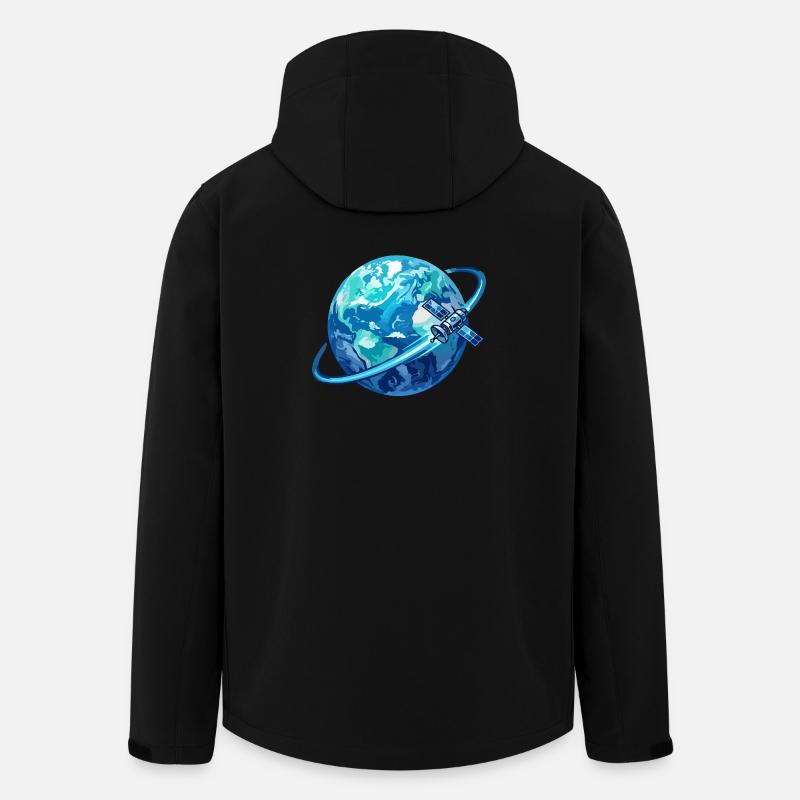 Erde Blauer Planet Satellit Globus Satellitenring - Recycelte Männer Softshell-Jacke von Stanley/Stella - Schwarz