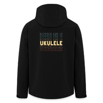 Ukulele typography - Men’s Recycled Softshell Jacket by Stanley/Stella - black - Back - AI Model Male 185 light (185cm)