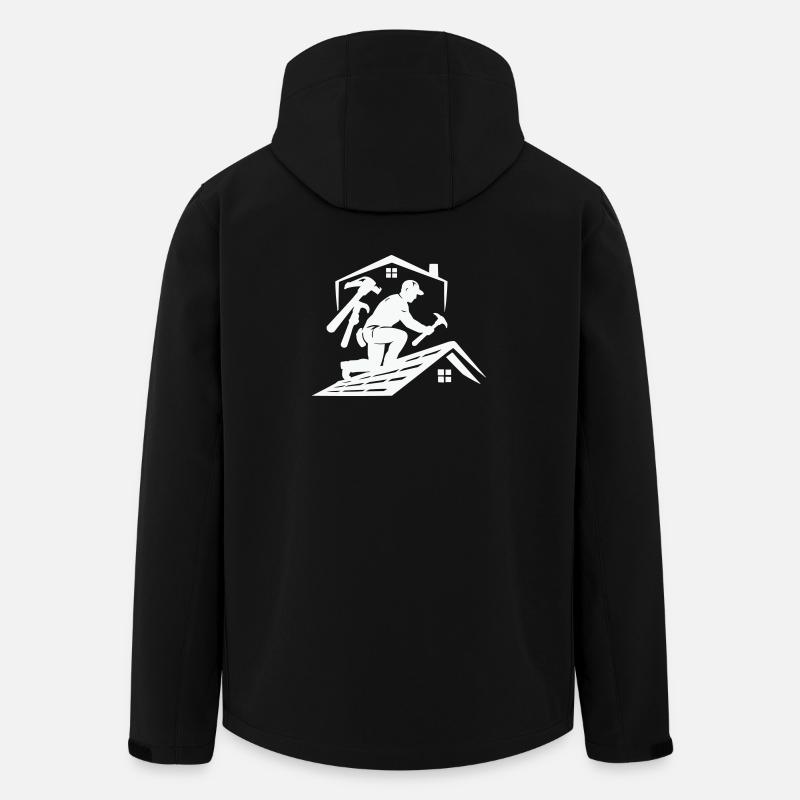 Roofer silhouette on the roof - Men’s Recycled Softshell Jacket by Stanley/Stella - black