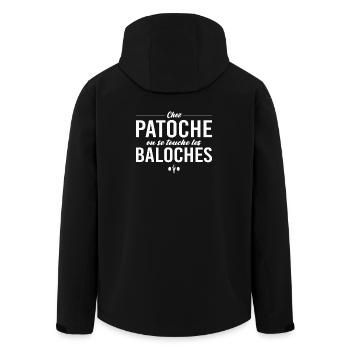 Chez Patoche on se touche les baloches - Veste softshell homme en polyester recyclé Stanley/Stella - noir - Dos - AI Model Male 185 light (185cm)