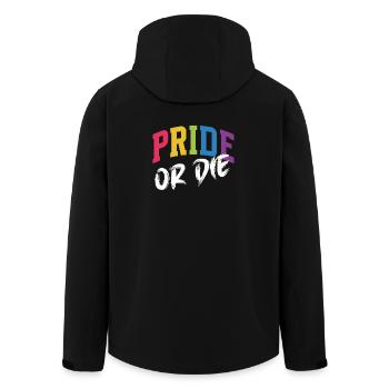 Mois de la Fierté LGBT - Fierté ou Mort - Veste softshell homme en polyester recyclé Stanley/Stella - noir - Dos - AI Model Male 185 light (185cm)