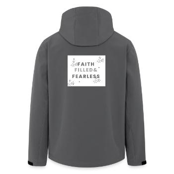Voller Glauben und furchtlos - Recycelte Männer Softshell-Jacke von Stanley/Stella - Anthrazit - Hinten - AI Model Male 185 light (185cm)