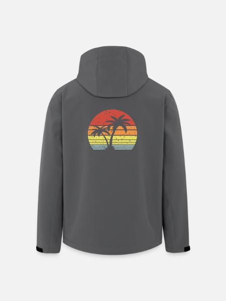Palm Tree Retro Sun - Men’s Recycled Softshell Jacket by Stanley/Stella - black