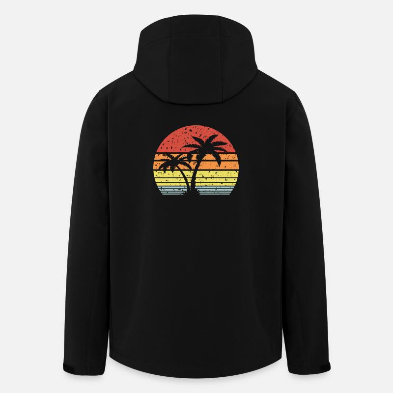 Palm Tree Retro Sun - Men’s Recycled Softshell Jacket by Stanley/Stella - black