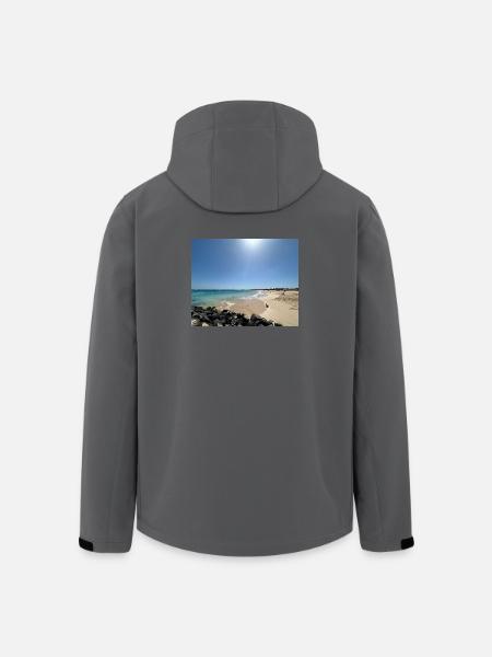 Plage au soleil : bleu et sable - Veste softshell homme en polyester recyclé Stanley/Stella - noir