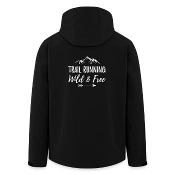 Trail Running – Wild and Free - Men’s Recycled Softshell Jacket by Stanley/Stella - black - Back - AI Model Male 185 light (185cm)