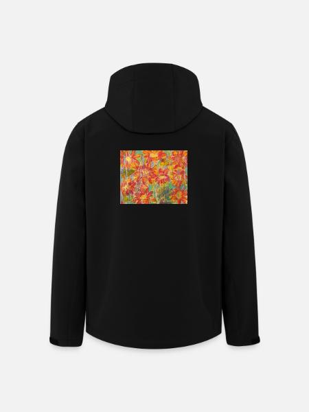 Lebendige Blumenwiese im Impressionstil - Recycelte Männer Softshell-Jacke von Stanley/Stella - Schwarz