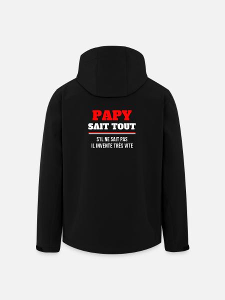 grand-père, papy, super papy - Veste softshell homme en polyester recyclé Stanley/Stella - noir