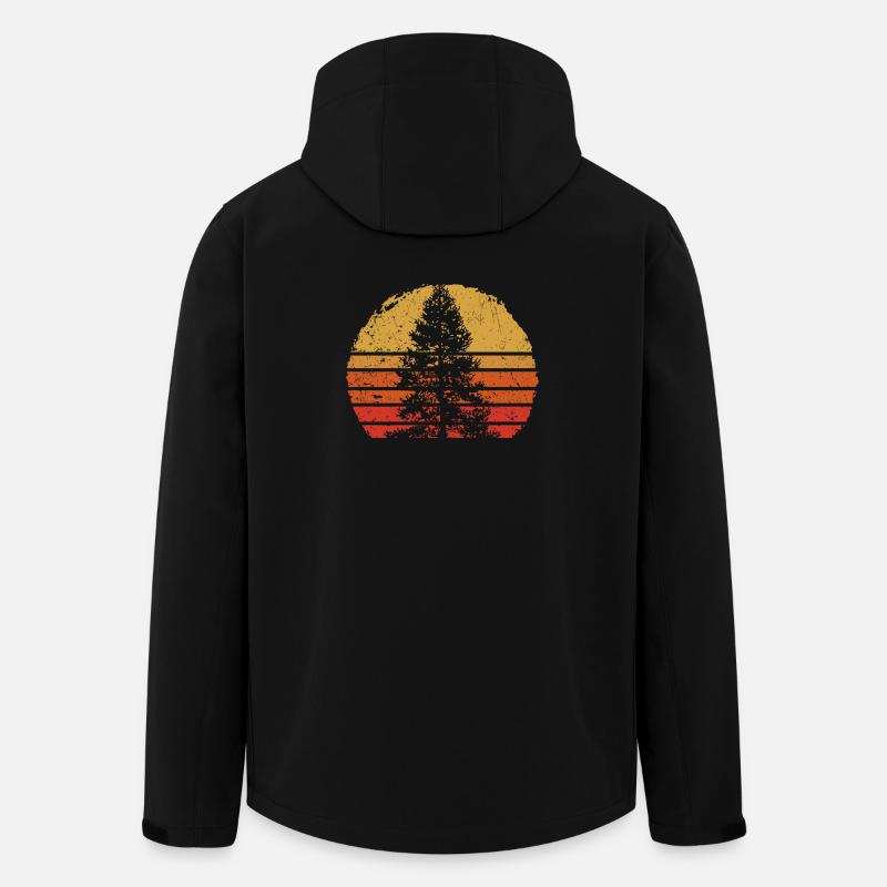 Retro Sonnenuntergang Baum Silhouette - Recycelte Männer Softshell-Jacke von Stanley/Stella - Schwarz