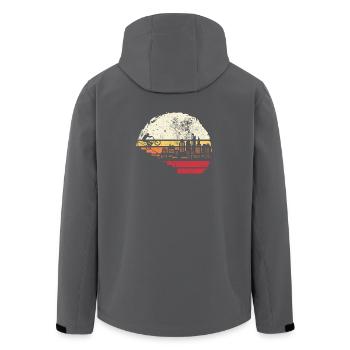 Skyline der Stadt Sonnenuntergang - Recycelte Männer Softshell-Jacke von Stanley/Stella - Anthrazit - Hinten - AI Model Male 185 light (185cm)