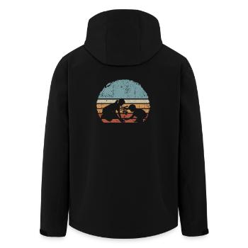 Sunset Silhouette Duo von Palm Tree - Recycelte Männer Softshell-Jacke von Stanley/Stella - Schwarz - Hinten - AI Model Male 185 light (185cm)