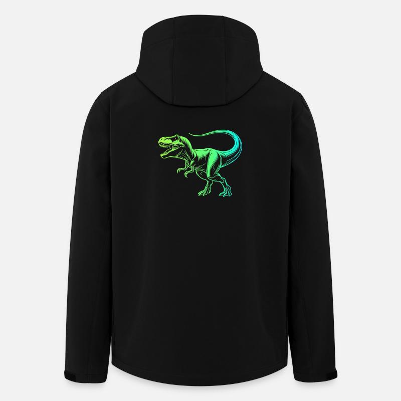 dinosaure tyrannosaure rex, t-rex vert bleu - Veste softshell homme en polyester recyclé Stanley/Stella - noir