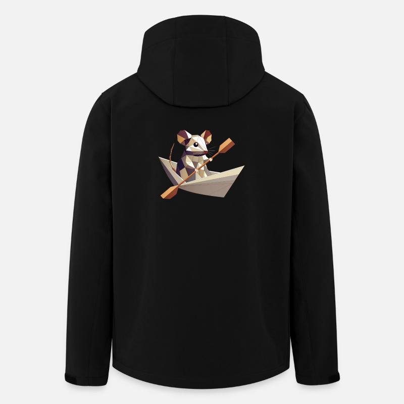Adventurous mouse in paper boat - Men’s Recycled Softshell Jacket by Stanley/Stella - black