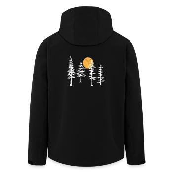 Ruhige Waldsilhouette mit Sonnenuntergang - Recycelte Männer Softshell-Jacke von Stanley/Stella - Schwarz - Hinten - AI Model Male 185 light (185cm)