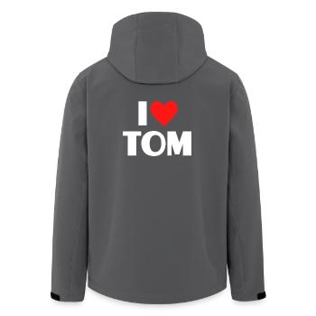 I love Tom Red Heart Romantic Name Fan - Men’s Recycled Softshell Jacket by Stanley/Stella - anthracite - Back - AI Model Male 185 light (185cm)