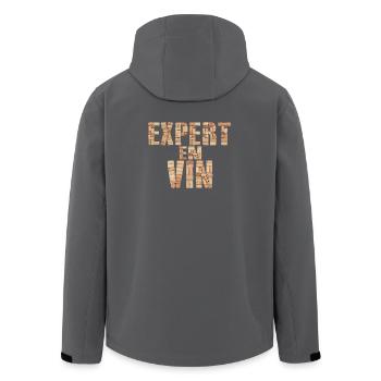 Expert en Vin – Design en bouchons de vin - Veste softshell homme en polyester recyclé Stanley/Stella - noir - Dos - AI Model Male 185 light (185cm)