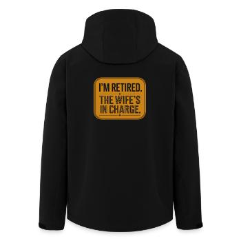 I'm Retired The Wife's In Charge - Men’s Recycled Softshell Jacket by Stanley/Stella - black - Back - AI Model Male 185 light (185cm)