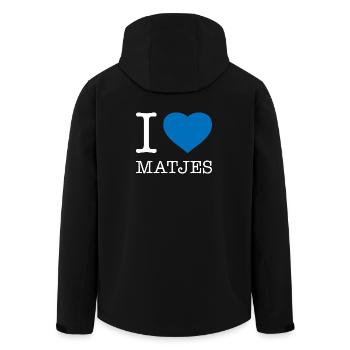I love Matjes - Recycelte Männer Softshell-Jacke von Stanley/Stella - Schwarz - Hinten - AI Model Male 185 light (185cm)