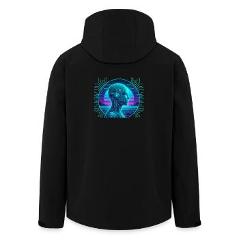 Artificial Intelligence Cyberpunk Neon Circuit - Men’s Recycled Softshell Jacket by Stanley/Stella - black - Back - AI Model Male 185 light (185cm)