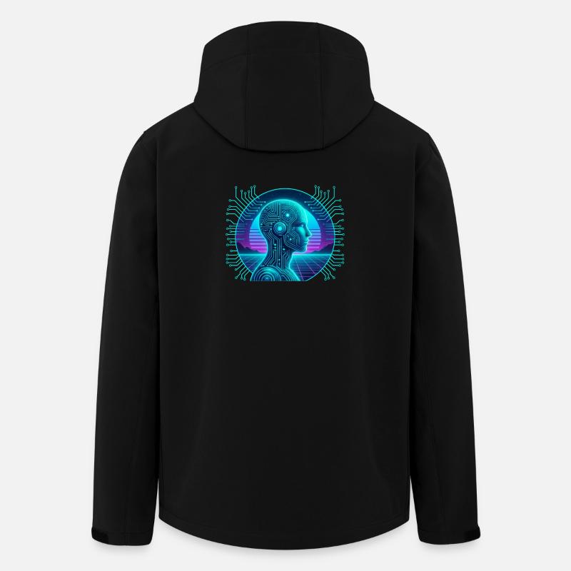 Artificial Intelligence Cyberpunk Neon Circuit - Men’s Recycled Softshell Jacket by Stanley/Stella - black