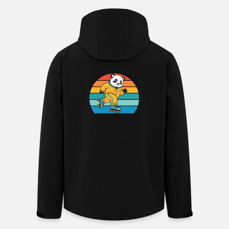 Retro-Panda auf Rollschuhen - Recycelte Männer Softshell-Jacke von Stanley/Stella - Schwarz
