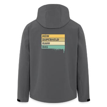 Superheld als Handwerker - Recycelte Männer Softshell-Jacke von Stanley/Stella - Schwarz - Hinten - AI Model Male 185 light (185cm)