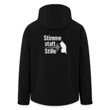 Stimme statt Stille Meinungsfreiheit Spruch - Recycelte Männer Softshell-Jacke von Stanley/Stella - Schwarz - Hinten - AI Model Male 185 light (185cm)